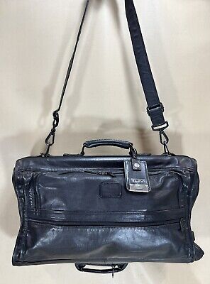 Vintage Tumi Nappa Leather Luggage Black 21” Carry on Trifold Garment Bag