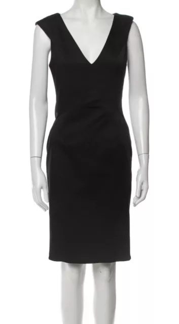 NWT ZAC  Zac Posen V Neck Pencil Knee Length Black Dress Size 8