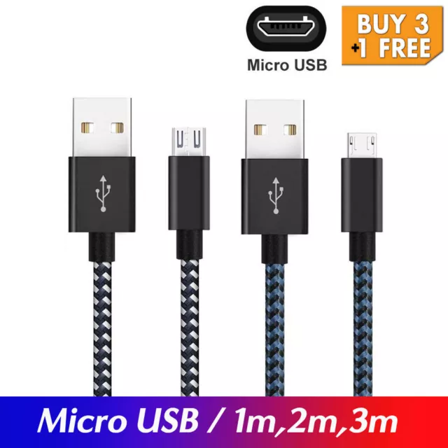 Strong Braided Micro USB Data Charger Cable Cord For Android Samsung 1M/2M/3M