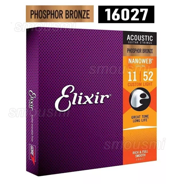 3/1 Elixir Acoustic Guitar strings Phosphor Bronze LIGHT 12-53 16002 16027 16052