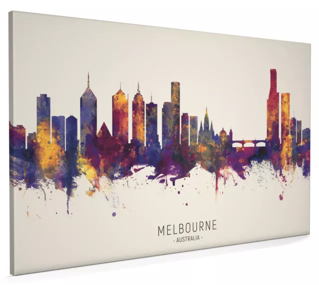 Melbourne Skyline, Poster, Canvas or Framed Print, watercolour painting 14978 3