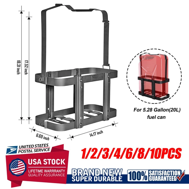 20L 5.28 Gallons Jerry Can Holder Mount Gas Rack Fuel Gasoline Military Metal