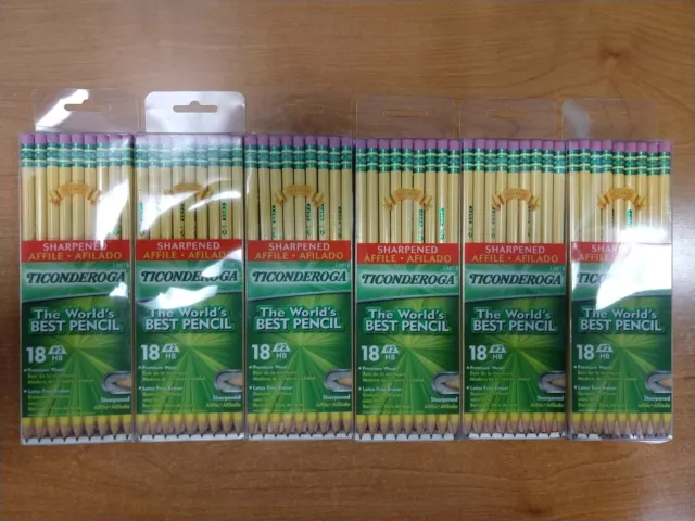 6 Boxes of 18: Dixon Ticonderoga Pre-Sharpened #2 HB Soft Pencils W7E-4795