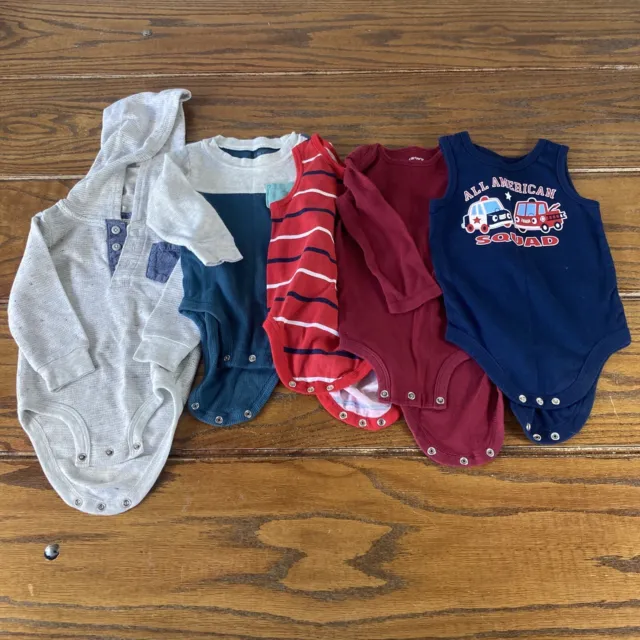 Lot of 5 Baby Boys Carters One-Piece Bodysuit Shirts Size 18 Months