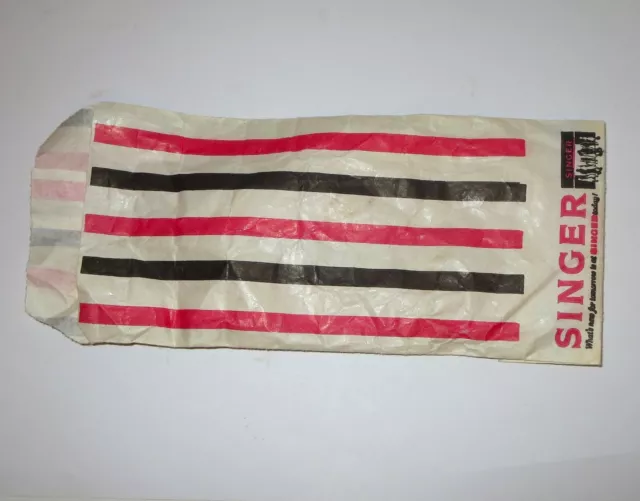 Vintage Singer Sewing Store Paper Shopping Bag  Approx 7.75" x 3.25" 50s 60s
