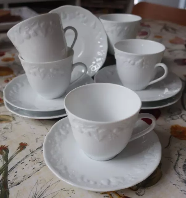 12pc LIMOGES France white porcelain COFFEE CUPS & SAUCER set