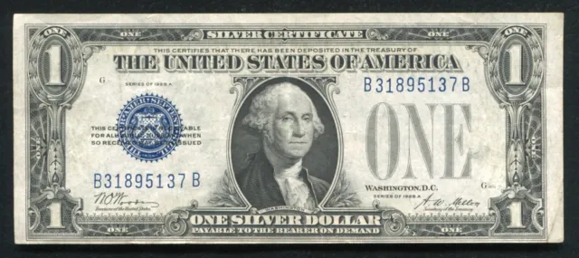 Fr.1601 1928-A $1 One Dollar "Funnyback" Silver Certificate About Uncirculated B