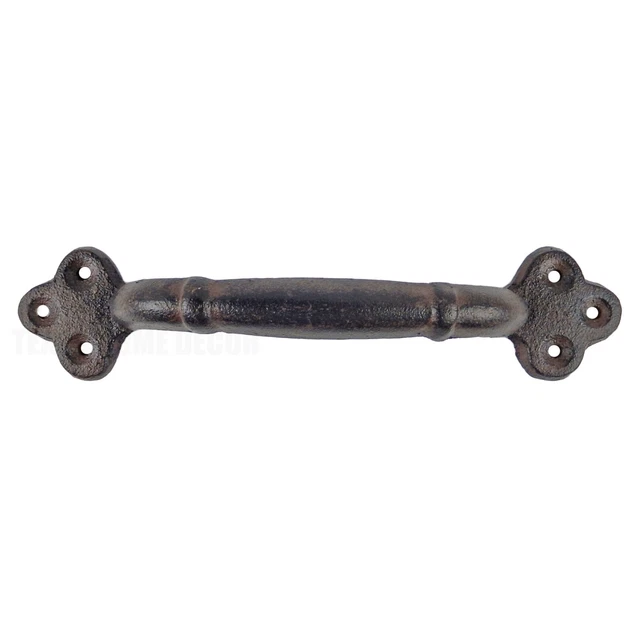 6 Large Cast Iron Door Handles Rustic Heavy Duty Garden Gate Shed Barn Pull 9 in 3