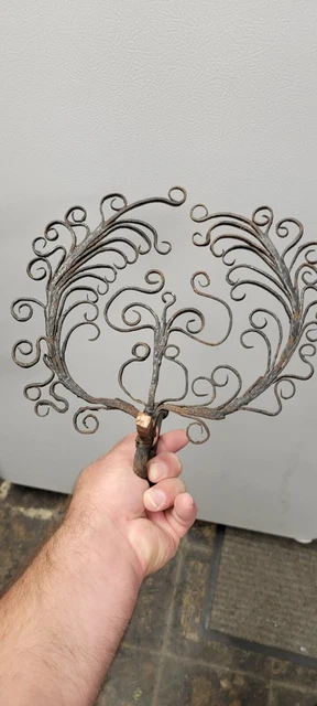Rare Antique 18th C Early American Folk Art Wrought Iron Hook Primitive PA Dutch