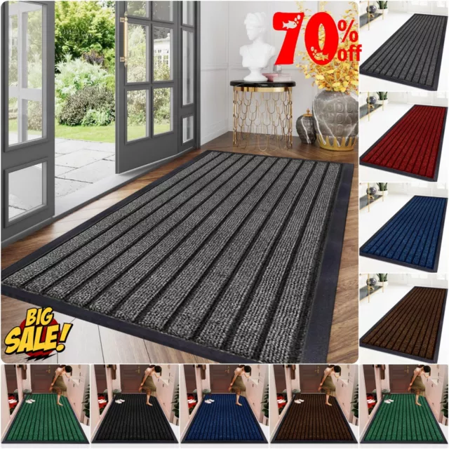 Large Heavy Duty Rubber Barrier Non Slip Door Mat Hall Kitchen Floor Runner Rug*