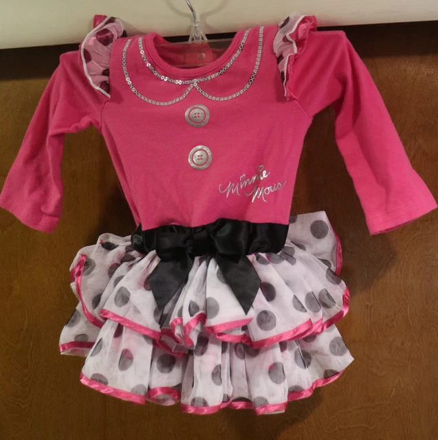 Disney Minnie Mouse tutu Dress Costume infants size 9 months pink polka dots