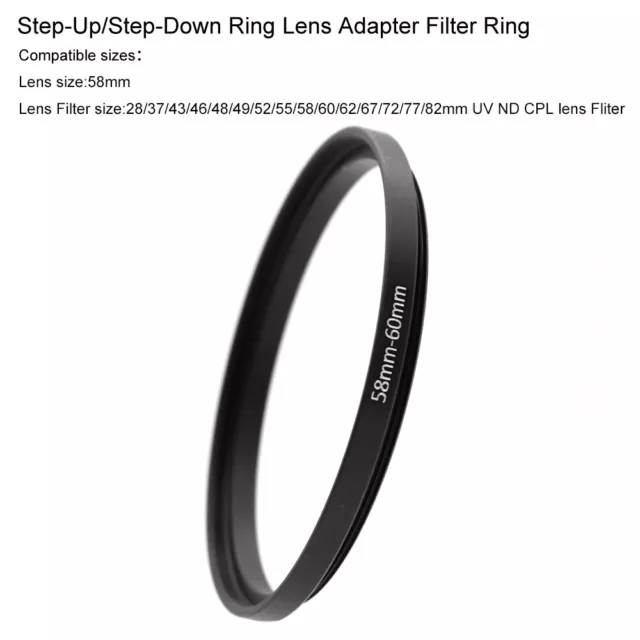 58-46/49/52/55/58/60/62/67/72/77/82mm Step-Up/Step-Down Ring Lens Fliter Ring