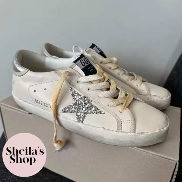 NIB Golden Goose Deluxe Brand GGDB Superstar Leather Glitter Sneakers Size 36