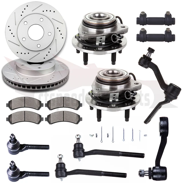 12PCS Front Suspension Kits Wheel Hub Bearing Brake Rotor Pad For 1998-04 Blazer