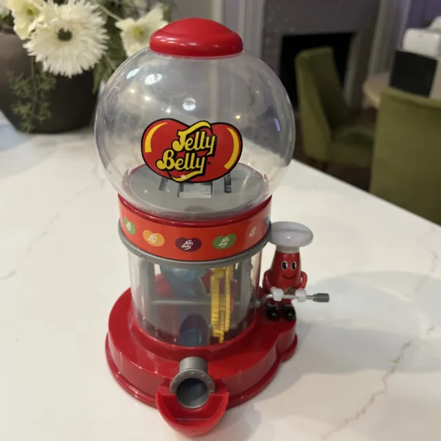 Jelly Belly Candy Dispenser Machine Mr Jelly Bean Vending Gears Crank 2012 Red