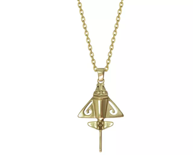 Quimbaya Flyer | Golden Jet 24k GP .950 Silver 1.1" Necklace | Across The Puddle