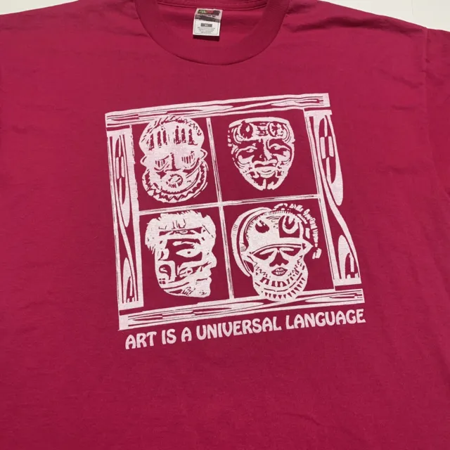 Vintage Art is A Universal Language T Shirt African Tribal Mask Art Fuchsia XL