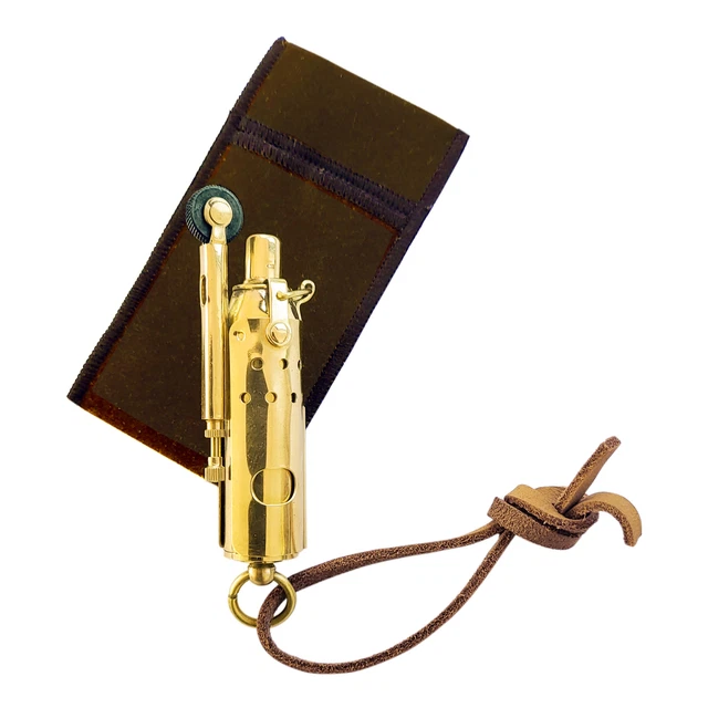 STORM LIGHTER WITH Leather Strap & Velvet Bag Lighter Brass Sea4You £42