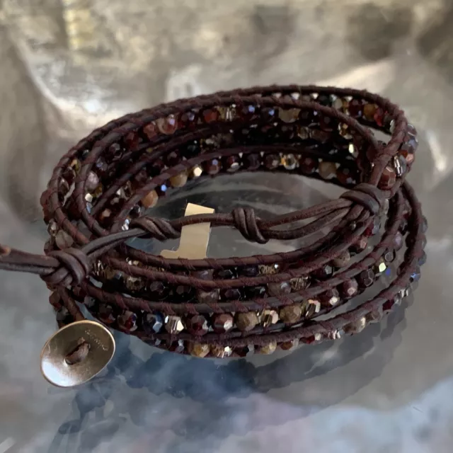 NEW Chan Luu Garnet Tigers Eye Swarv Crystal Semi Precious Stone 5 Wrap Bracelet 3