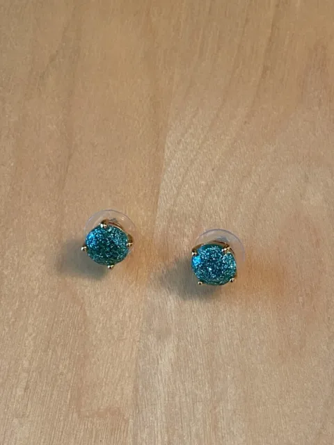 Kate Spade Small Square Cushion Cut Stud Earrings Sparkly Turquoise Stardust