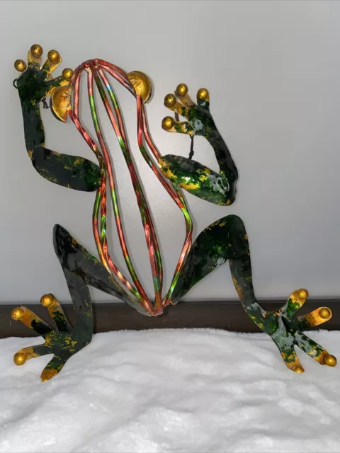 Metal Frog Decorative Art 11" Garden Wall Fence