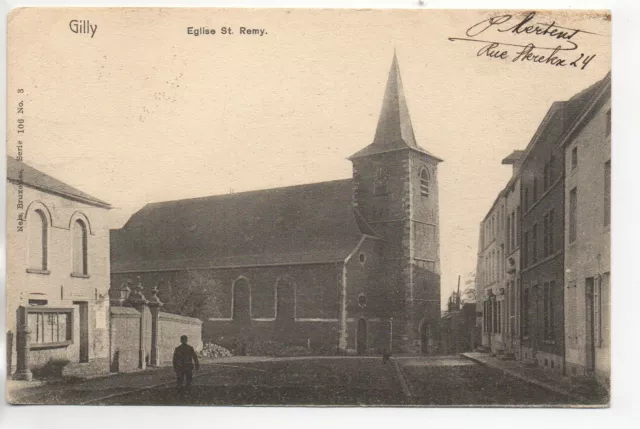 BELGIQUE - BELGIE - old Postcard - GILLY rue quartier église