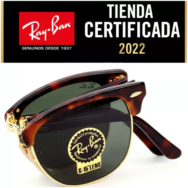 Gafas De Sol Ray Ban RB2176 990 Clubmaster Folding Havana Nuevas
