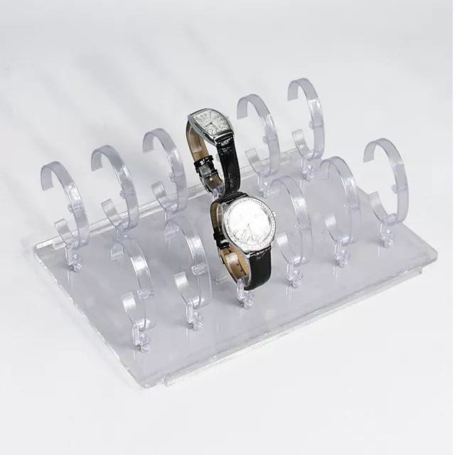 Acrylic 12 Watch Display Set - C Clip Bangle Wrist Countertop Showcase Case