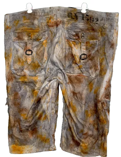 Robin’s Jeans Predator SP5716 Cargo Shorts Tie Dye Military Green Orange Mens-42