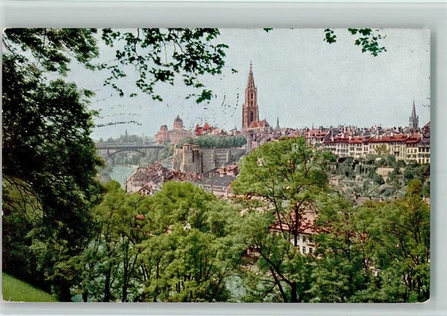 10258102 - Bern Generalansicht von Sueden mit Kirchenfeldbruecke Bern Stadt 1917