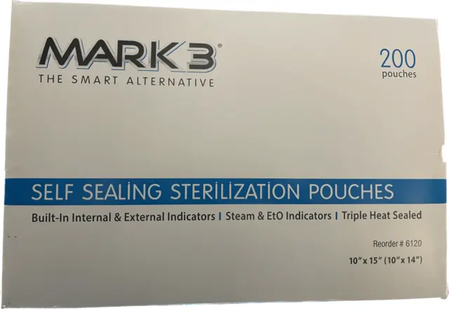 Self Sealing Sterilization Pouches, 10" x 15", 200/Box, Mark3, 100-6120