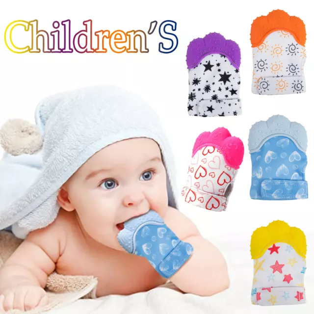 New UK Baby Silicone Teething Mitten Glove Soft Candy Wrapper Teether BPA Free