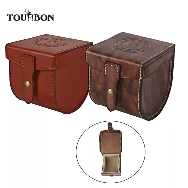 TOURBON Fly Fishing Reel Case Leather Spinning Reel Protector Box Choose Color