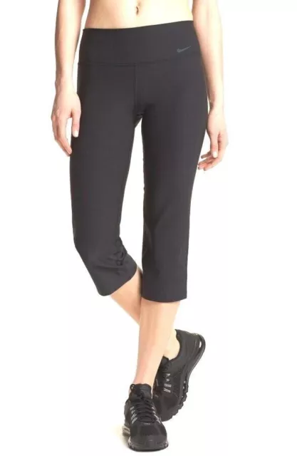 Womens Medium Black Nike Legend 2.0 Slim Fit Capri Training Leggings Pants New