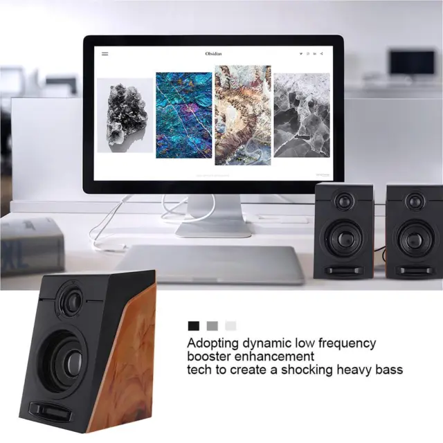 2 Pieces Computer Bass Speaker Multimedia Speakers Sound Box Desktop