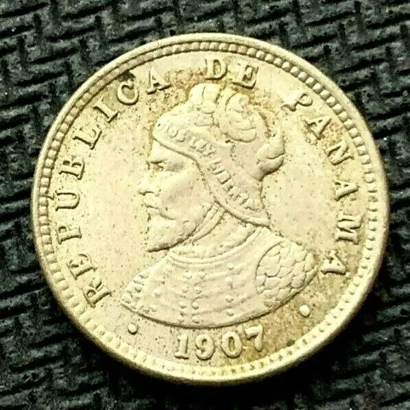 1907 Panama Half Centesimo Coin AU    High Grade World Coin     #C830