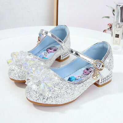 Kids Girls Sandals Frozen Elsa Princess Fancy Up Party Sequin Crystal Elsa Shoes
