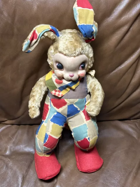 vintage rushton rubber face plush Rabbit Easter Bunny Rare Doll