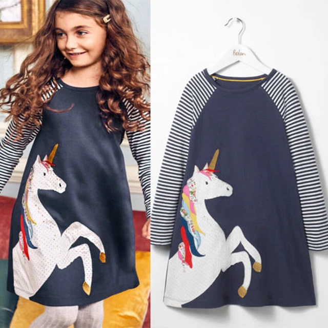Toddler Kids Baby Girls Outfits Unicorn Print Jumpsuit Top Romper Dress Clothes