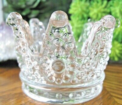 New Old World Style Ornate Clear Glass Crown Candle Holder Tiered Tray Decor