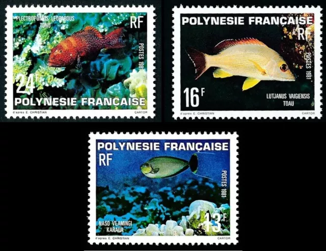 1981 POLYNESIE N°160/162** Poissons TTB, 1981 French Polynesia Fishes MNH