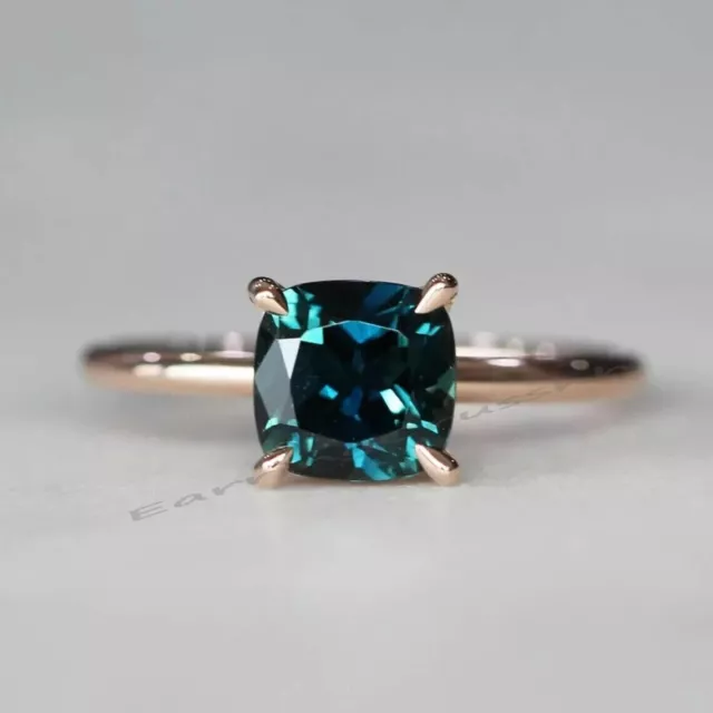 Certified Peacock Green Teal Sapphire Ring 3.05 Ct. Minimalist Ring For Women