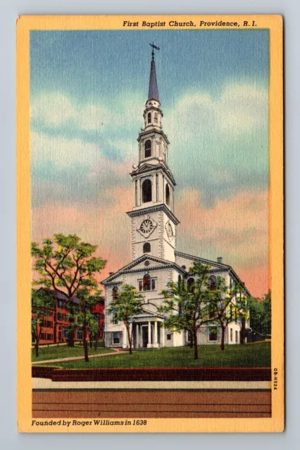 Providence RI-Rhode Island, First Baptist Church, Religion, Vintage Postcard
