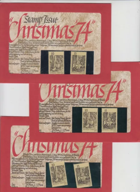 Stamps Australia 1974 Christmas pair in group of 3 post office packs