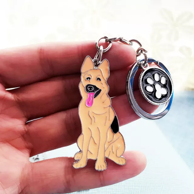 German Shepherd Keychain Dog Puppy Pet Keyring Key Chain Ring Fob Pendant