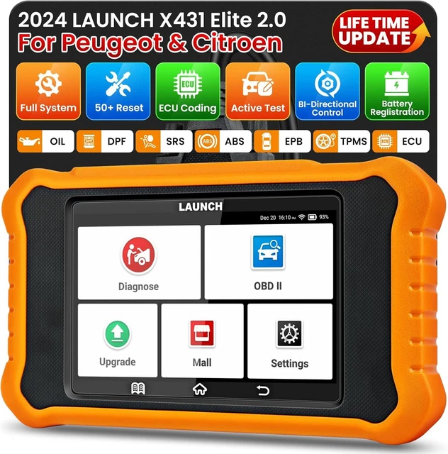 Launch CRP123E V2.0 Valise Diagnostic Auto Elite - 7 Réinitialisations, ABS/SRS/Transmission, 32G RAM, WiFi