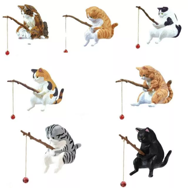 Creative Cat Fishing Statue Figurine Mini Cute Aquarium Ornaments Home Decor-