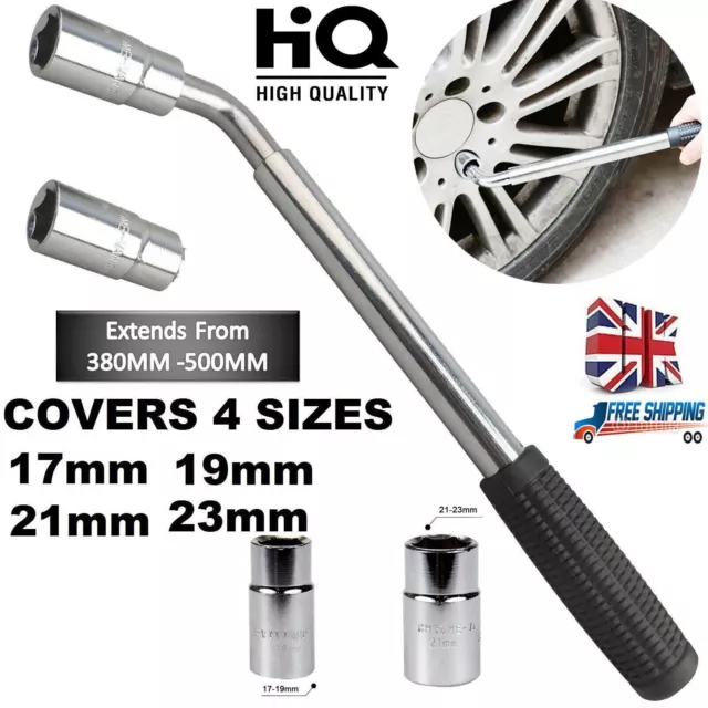 Extendable Wheel Brace Wrench Telescopic 17 19 21 23MM Car Van Socket Tyre Nut