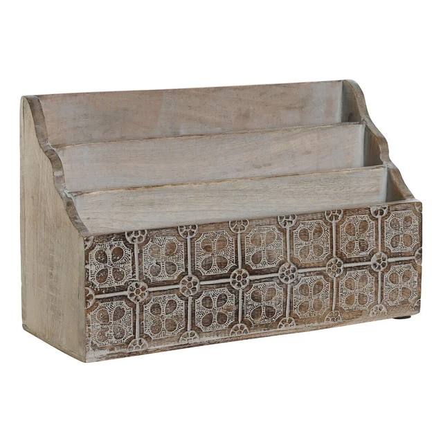 Organizador Multiusos DKD Home Decor 32 x 13 x 21 cm Natural Blanco Madera de