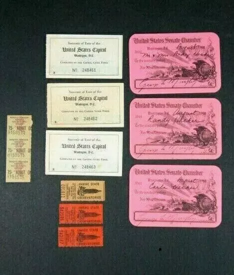 US Senate Chambers Pass Capital Tour Cards Empire State Bldg Conservatories e255